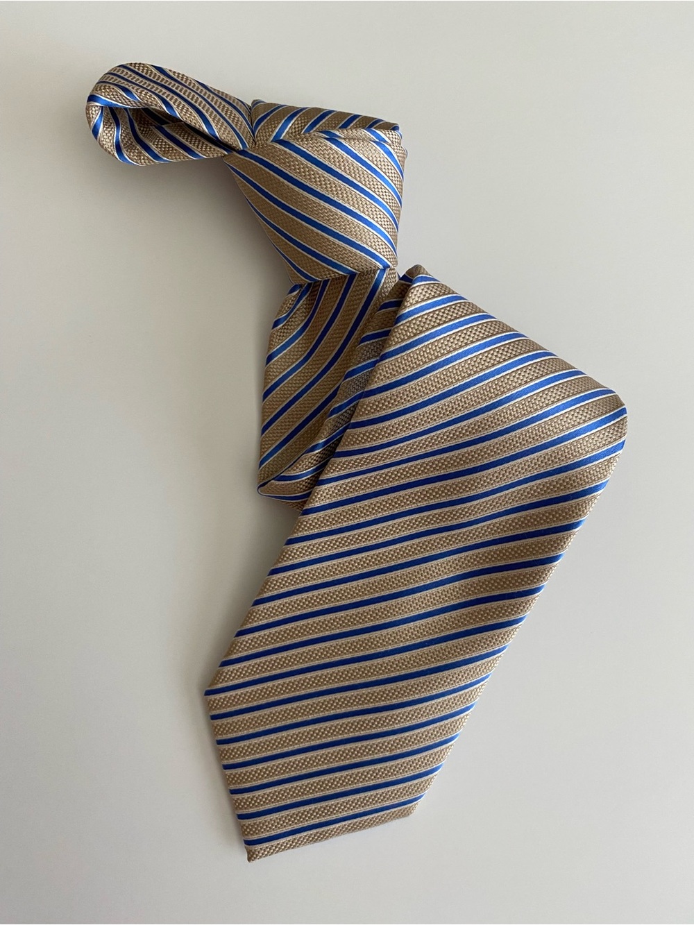 Tasso Elba Gold and Blue Striped Men's Silk Tie